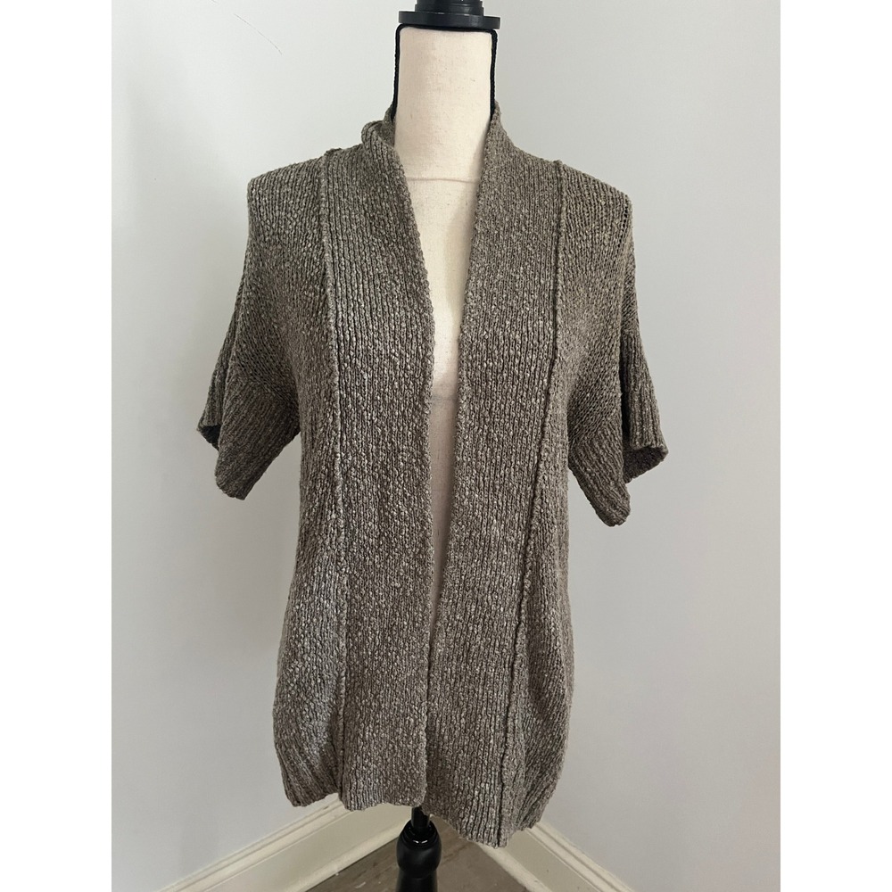 LOFT Knit Lounge Cardigan Sweater sz Small Taupe‎ Brown Chunky Open Front Casual
